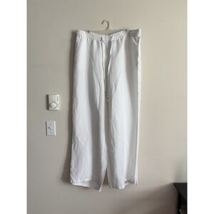 Lane Bryant Plus Size 18 20 XXL Linen Pull On Pants Wide Leg Ivory White